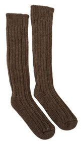 Dolce & Gabbana Brown Wool Knit Calf Long Women Socks -   -  Dolce & Gabbana.
